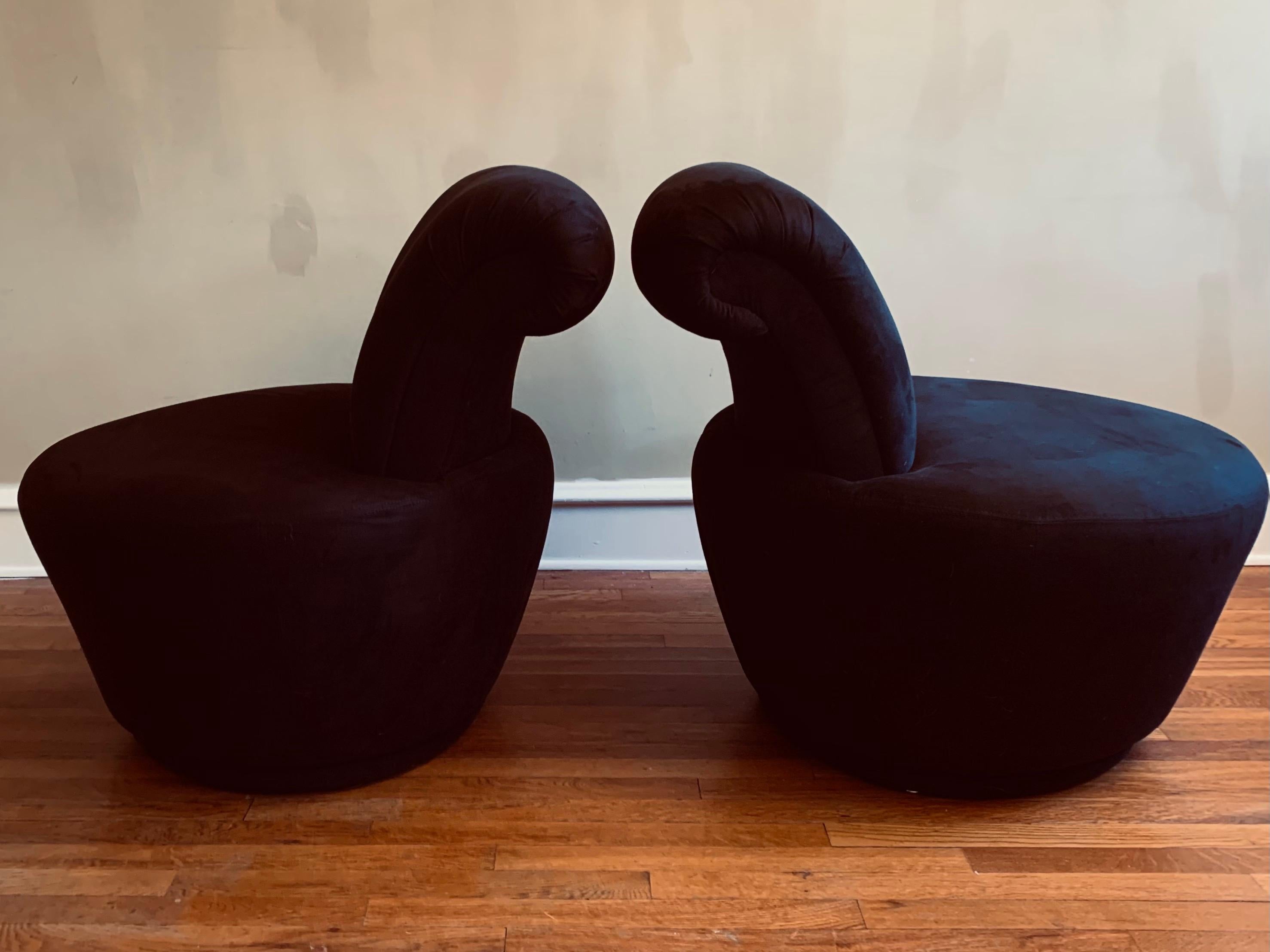 Late 20th Century Swivel Lounge Chairs Designed by Vladimir Kagan for Weiman, Pair