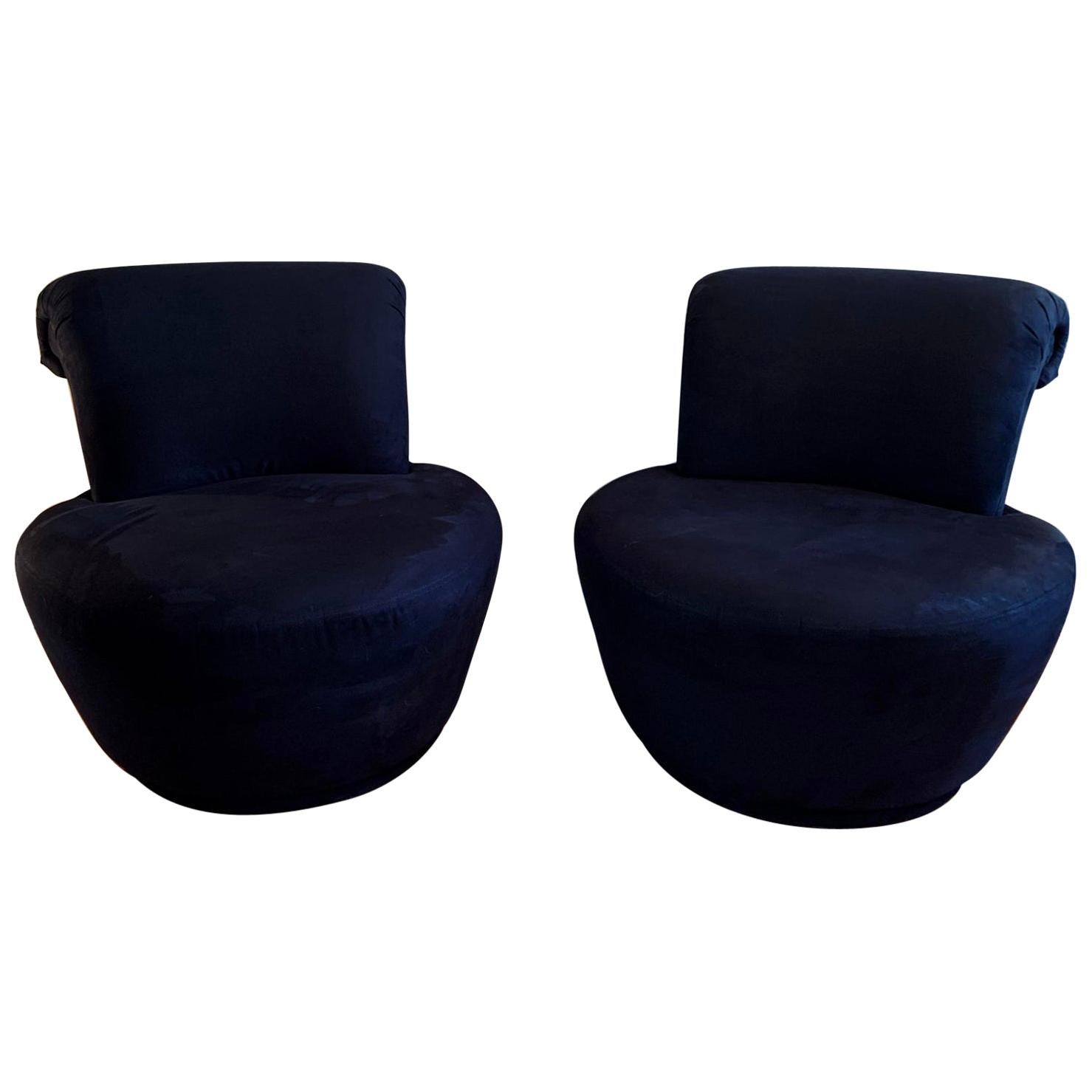 Swivel Lounge Chairs Designed by Vladimir Kagan for Weiman, Pair