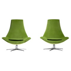 Swivel Lounge Chairs in Velvet by Maharam, Italy circa 1970
