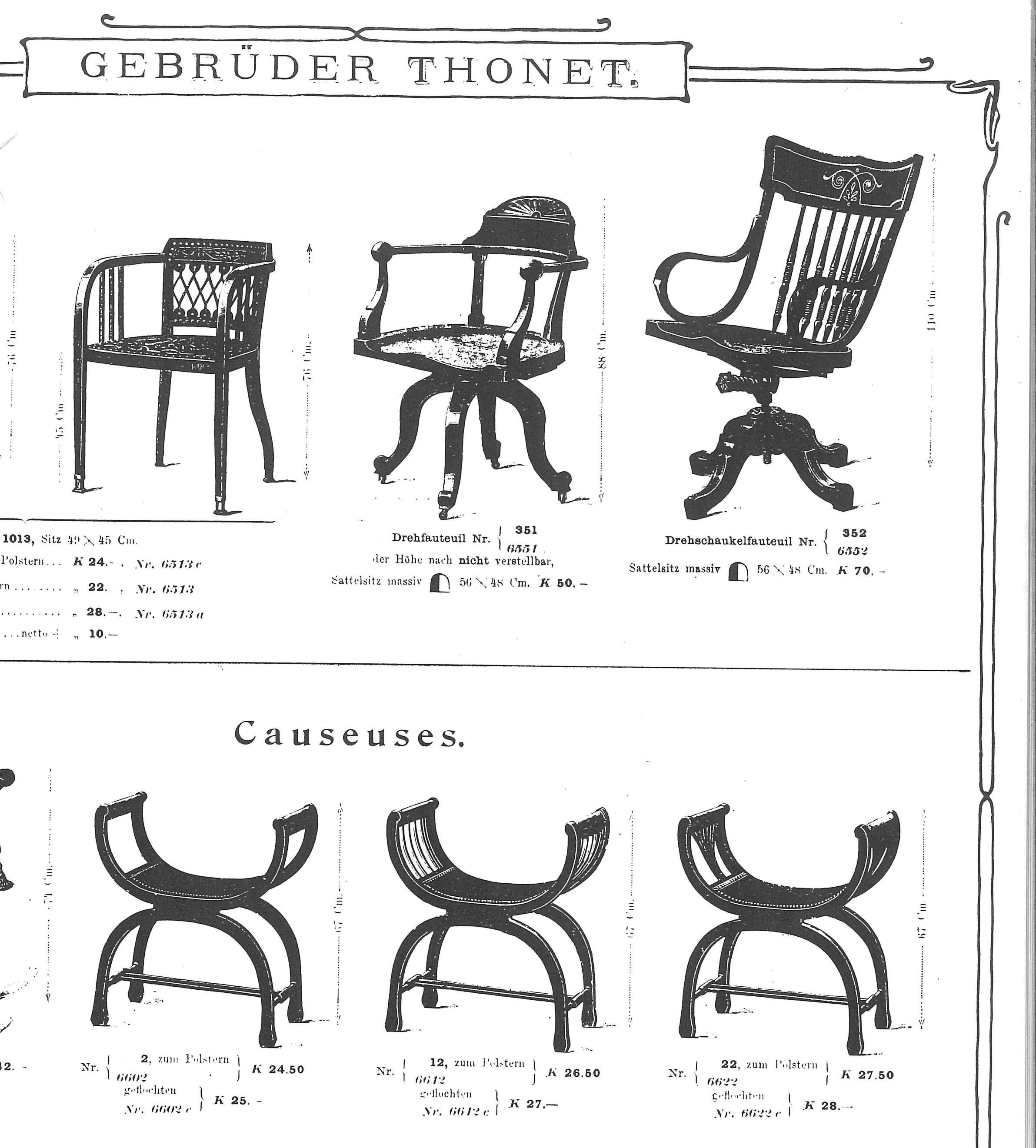 Chaise de bureau pivotante Thonet Nr.352, depuis 1904 en vente 2