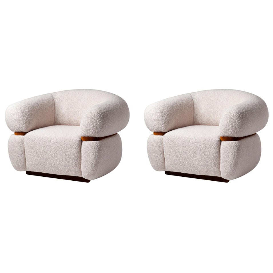 Drehbarer organischer moderner, bequemer Polstersessel Malibu in COM, 2er-Set, drehbar