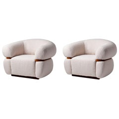 Sillón tapizado orgánico moderno y cómodo Malibú en COM, set de 2
