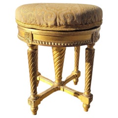 Swivel Piano Stool, Gilded Wood, Late 19th Century
