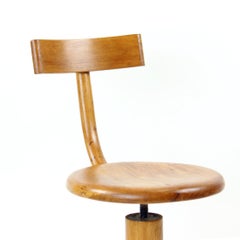 Swivel Piano Stool with Backrest in Oak, Thonet Design, Czechoslovakia, 1950s