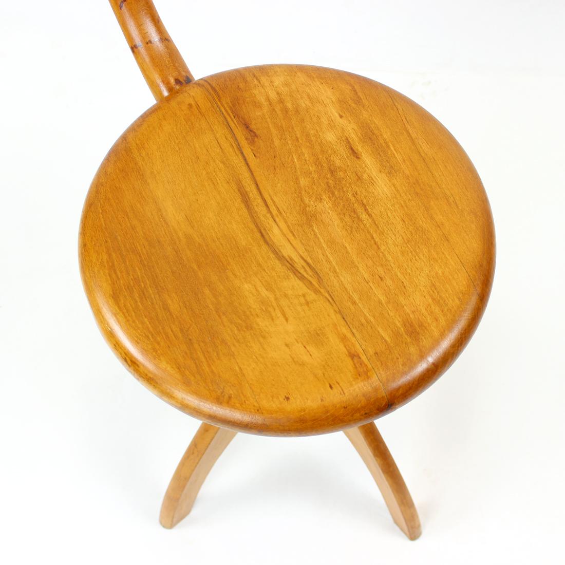 Swivel Piano Stool with Backrest in Oak, Thonet Design, Czechoslovakia, 1950s 4