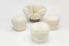 Swivel Pouf Fiberglass by Draga&Aurel, Mongolia Fur, and Brass 21st Century