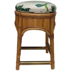 Vintage Swivel Seat Bamboo Stool 