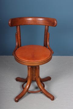 Swivel Stool with Patinated Leather, 1940s