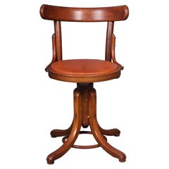 Vintage Swivel Stool with Patinated Leather, 1940s