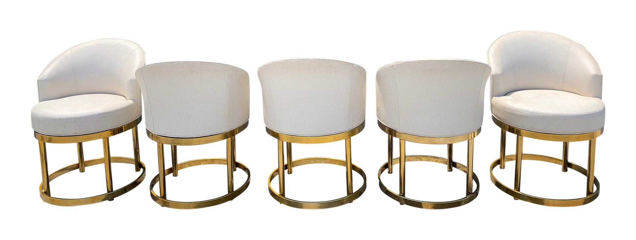 20th Century Swivel Stools on Brass Bases in the Manner of Milo Baughman