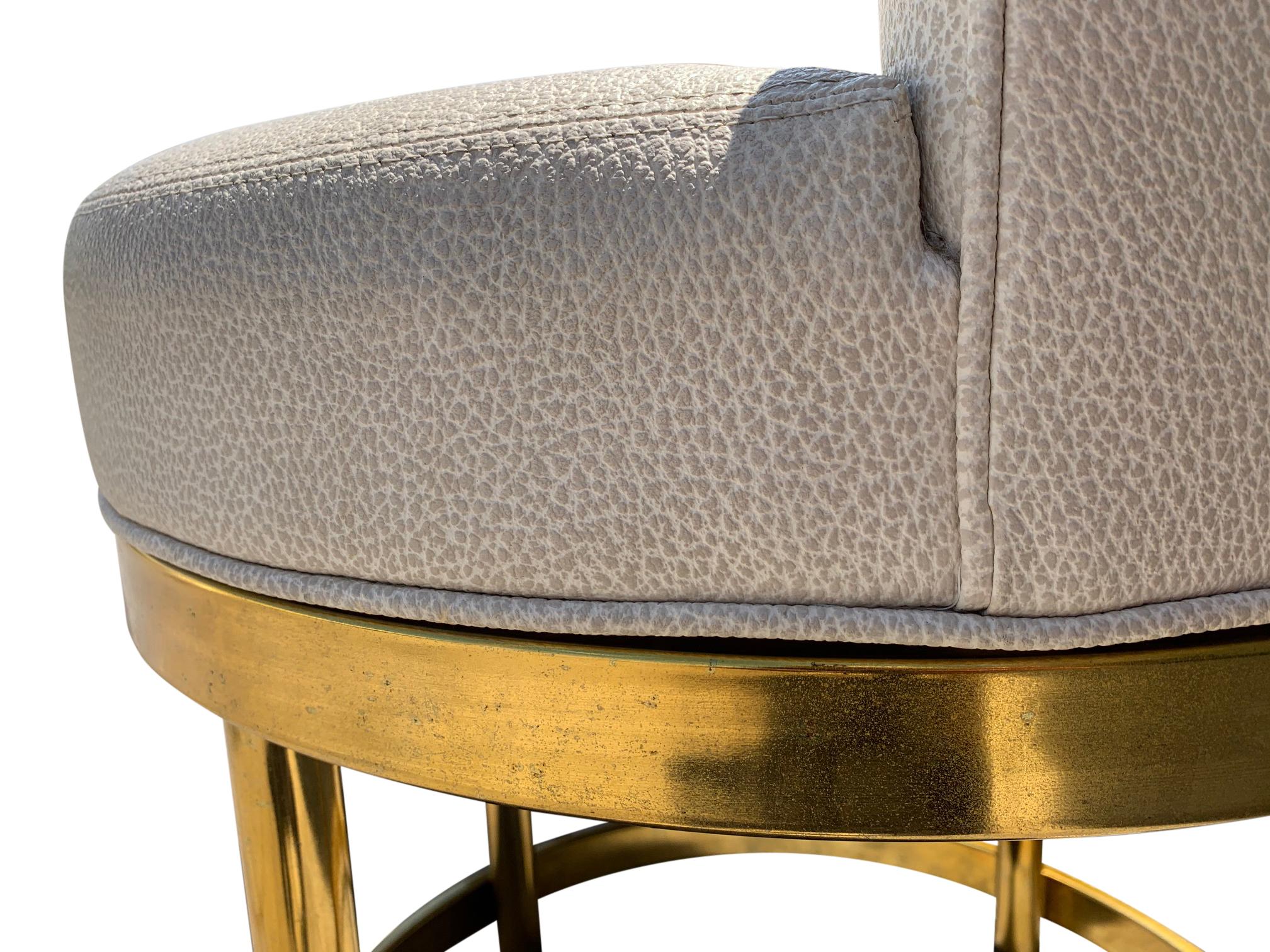 Swivel Stools on Brass Bases in the Manner of Milo Baughman 4