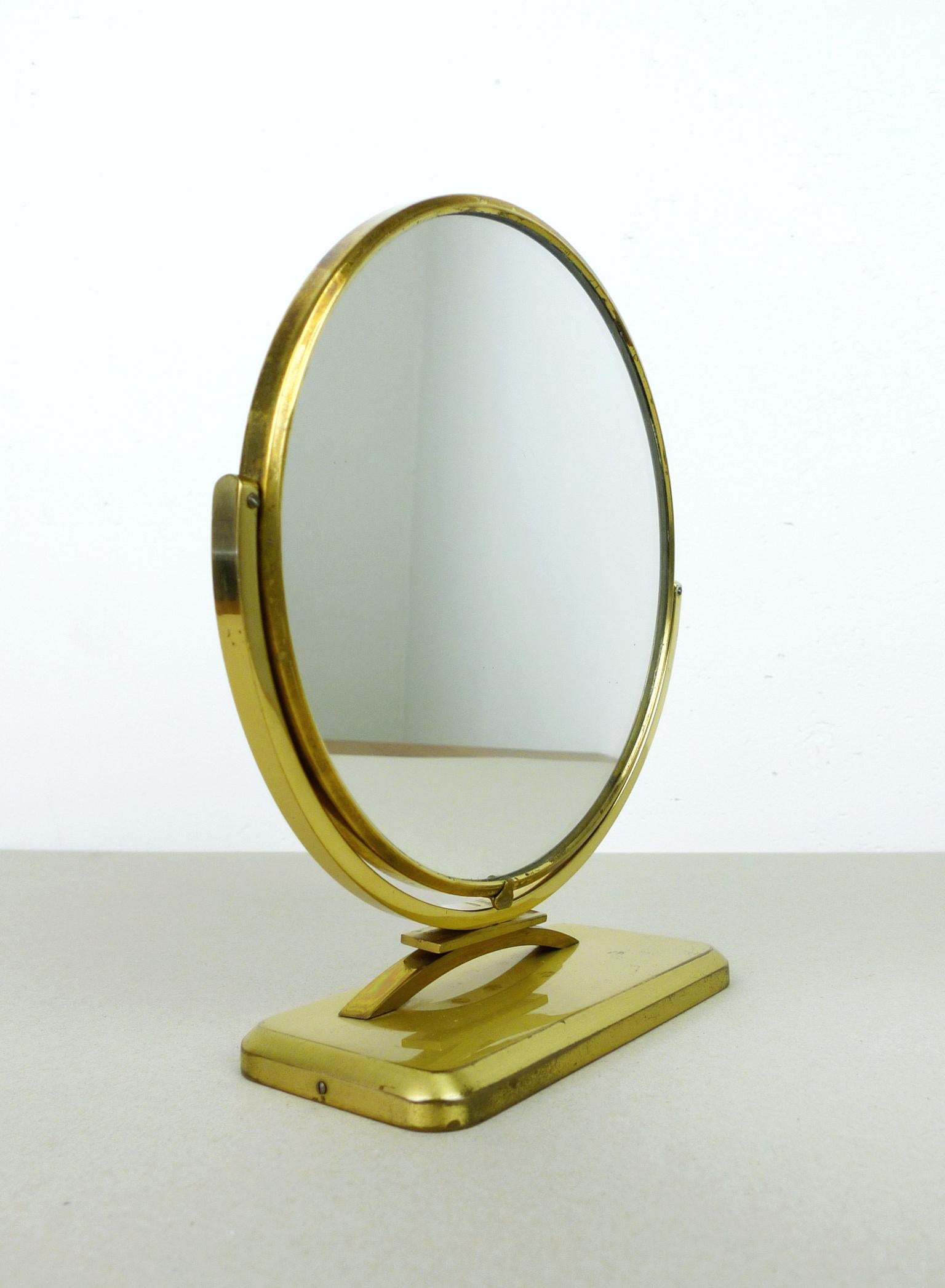 Mid-Century Modern Swivel Table Mirror in Brass, Germany, 1950s For Sale