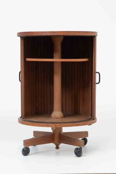 Swivel Teak Mobile Bar, Italy, 1960s