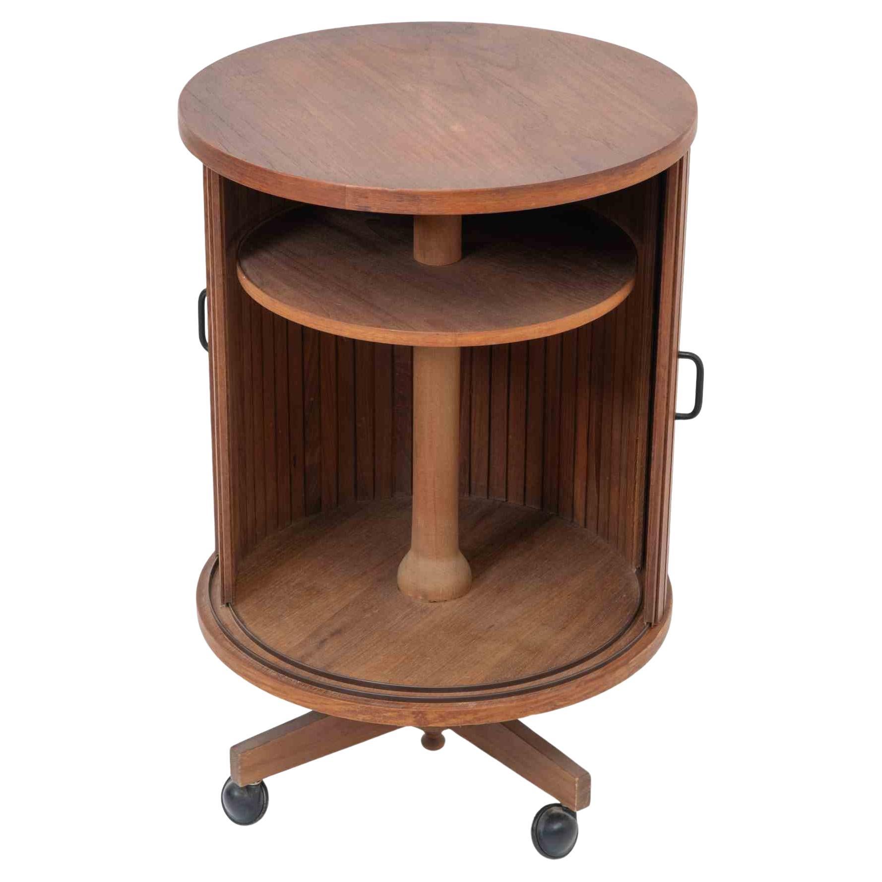 Sculptural Teak Bar Cart, Mid-Century Italian Design, 1960s For Sale