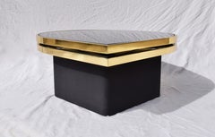 Swivel Brass & Black Glass Cocktail Table by Design Institute of America