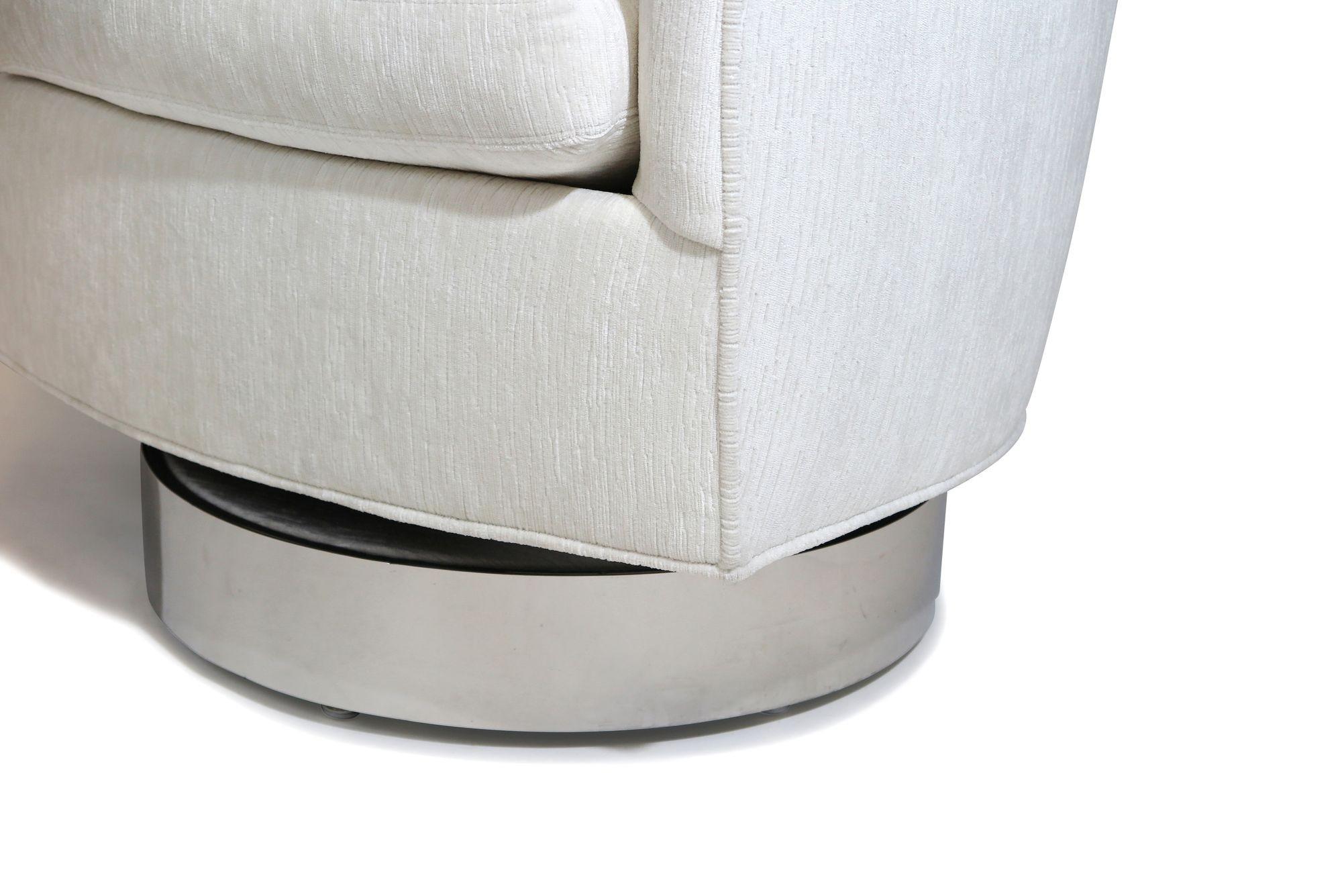 Fauteuils de salon pivotants à base chromée de Milo Baughman pour Thayer Coggin en vente 1