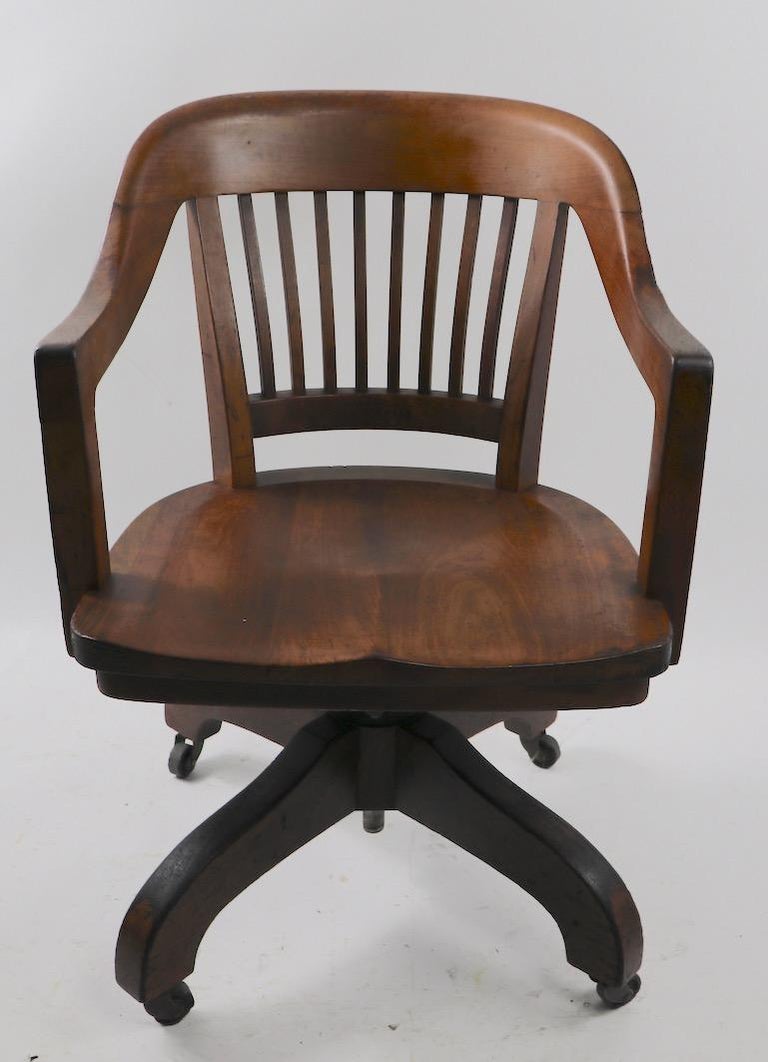 Swivel Tilt Yale Library Bank of England Walnut Desk Office Chair at