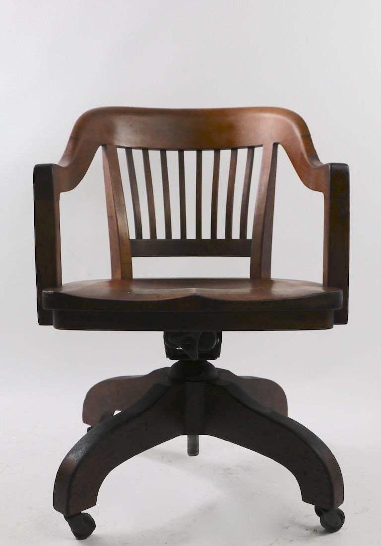 Swivel Tilt Yale Library Bank of England Walnut Desk Office Chair at