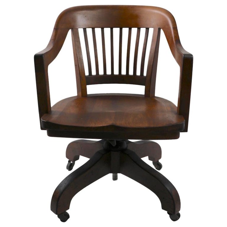 Swivel Tilt Yale Library Bank of England Walnut Desk Office Chair at