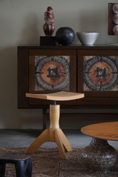 Swivel Tripod Stool in Elm, Danish Mid-Century Modern, 1970s