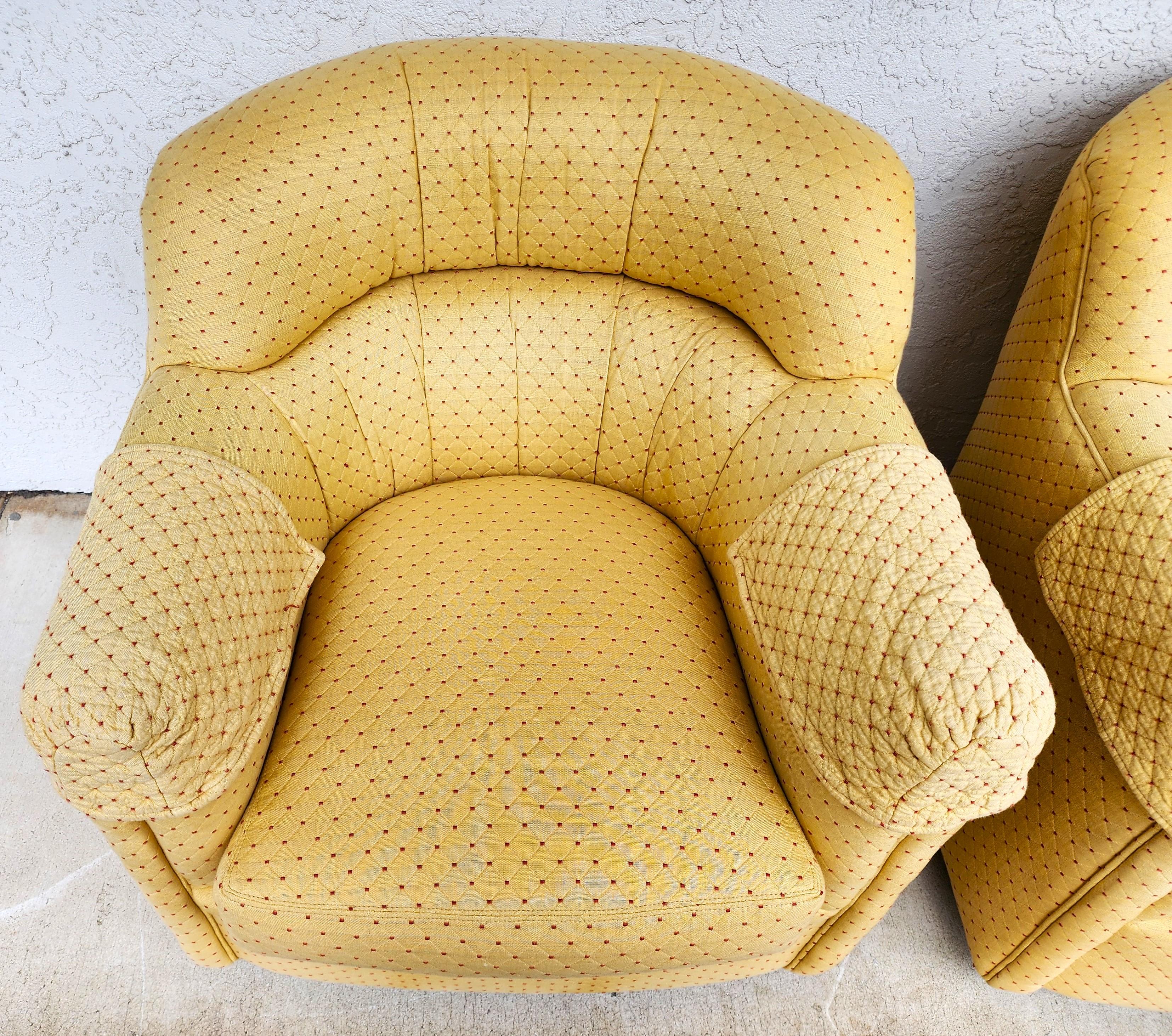 Cotton Swivel Tub Chairs by Hancock & Moore Pair