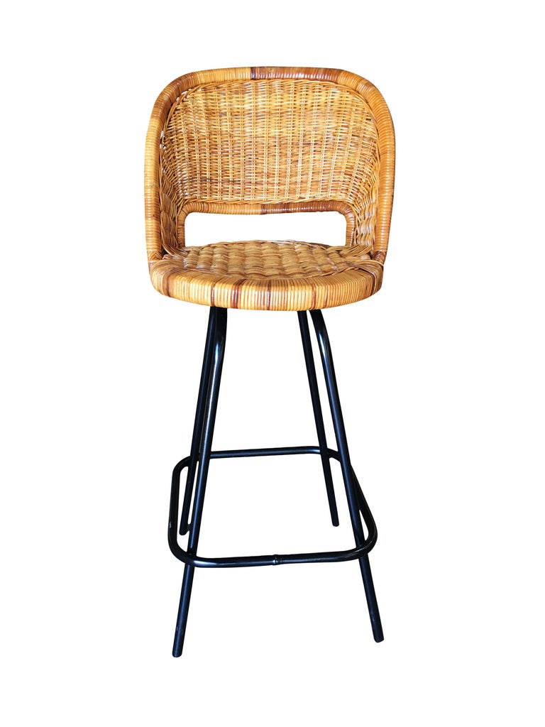 Swivel Wicker Bar Stools In The Seng Of Chicago Style Set Of 3