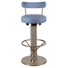 Sedia da bar girevole Willis in pelle e acciaio inossidabile Made in Portugal di Porus Studio