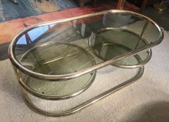 Swiveling Coffee Table Smoked Glass Plates, by Morex, 1970