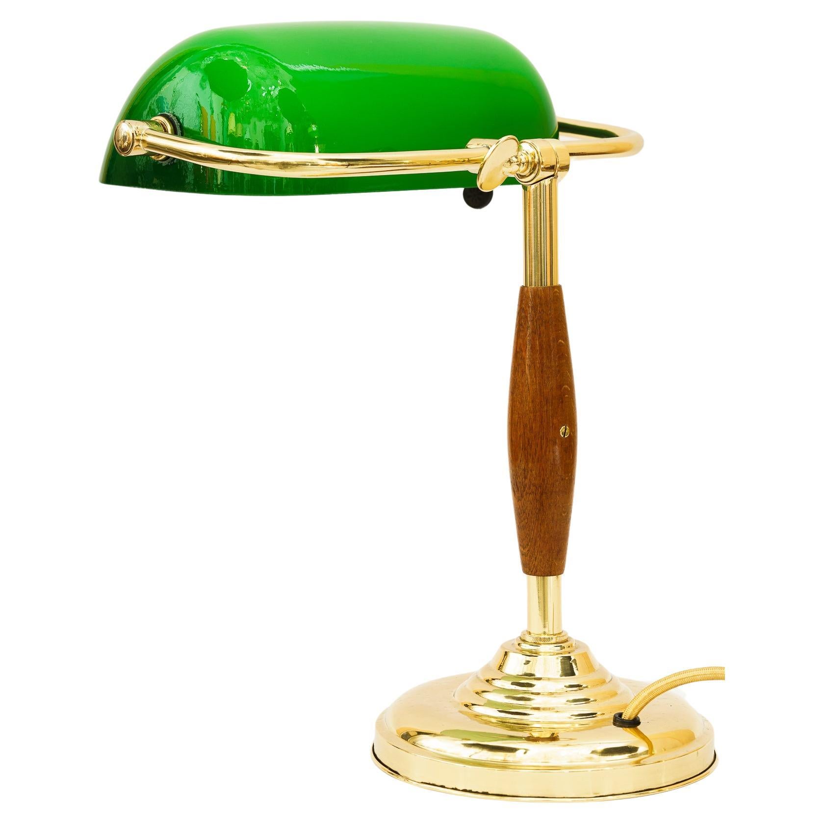 Lampe de table de banquier art déco pivotante et réglable viennoise des années 1920