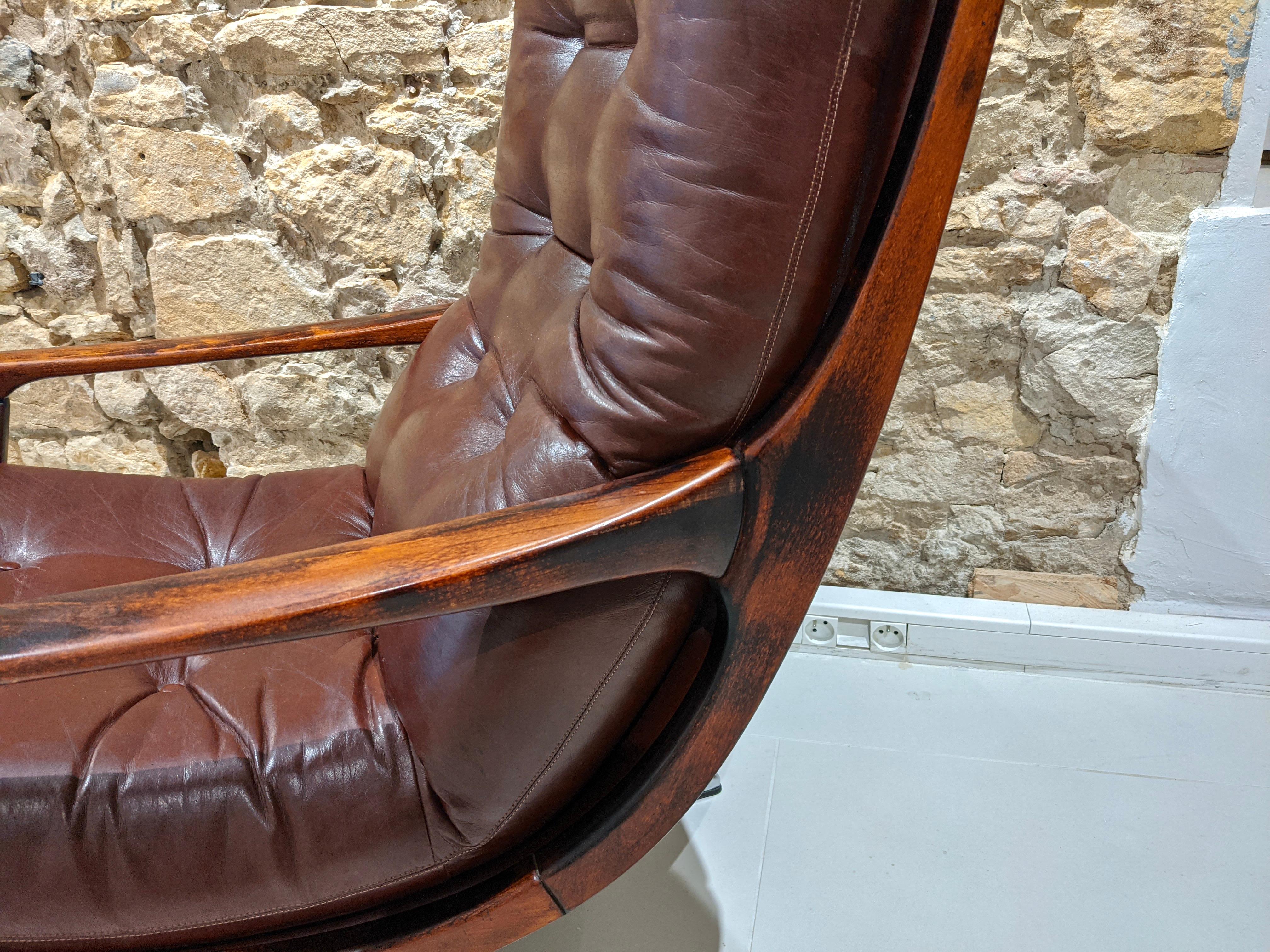 Faux Leather Swiveling Armchair, 1970 For Sale