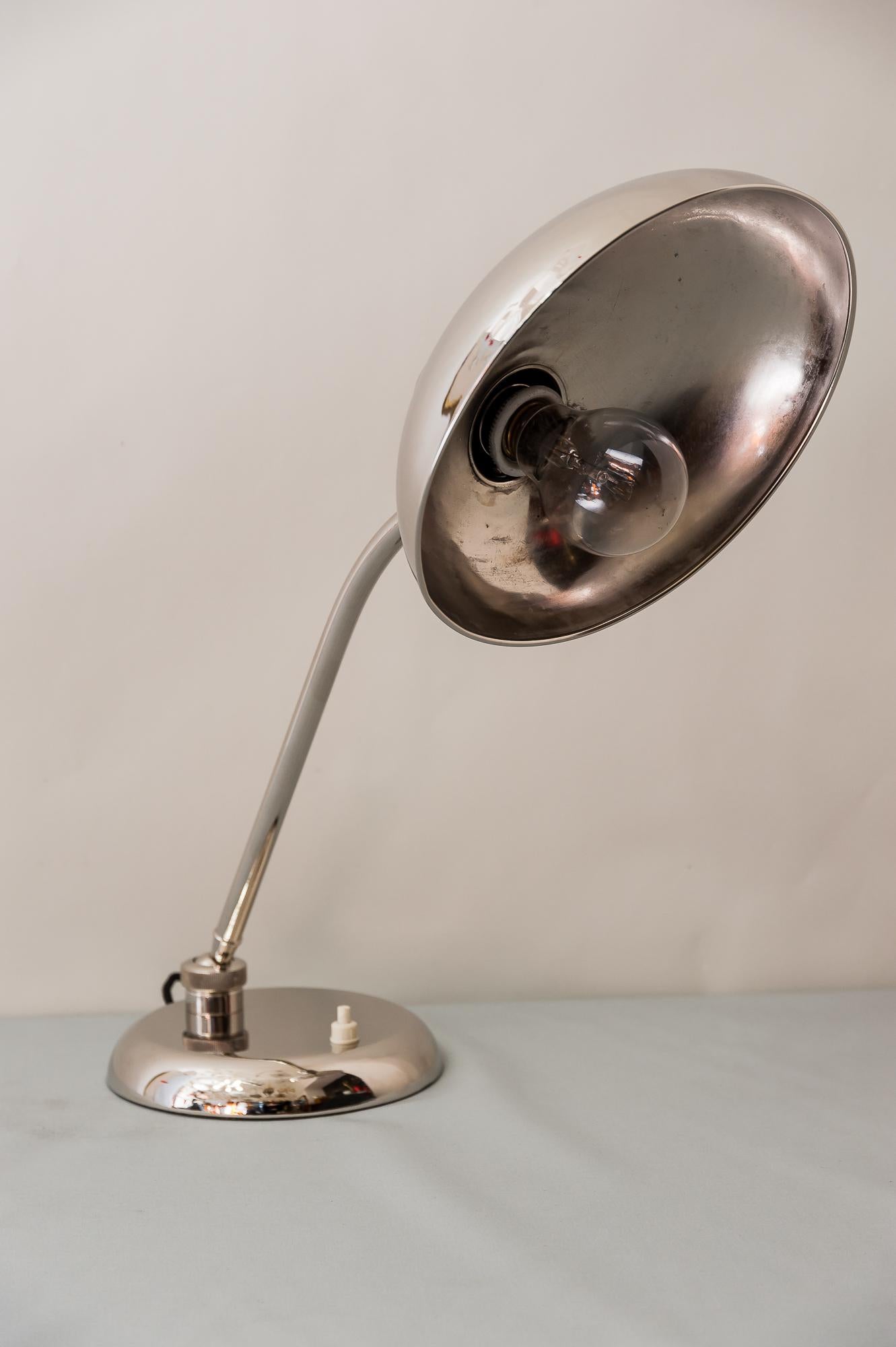 Austrian Swiveling Art Deco Nickel Table Lamp 1930s