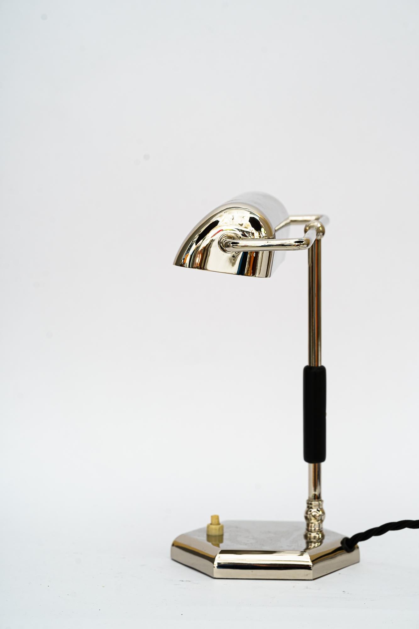 Austrian Swiveling Art Deco Nickel Table Lamp Vienna Around 1920s For Sale