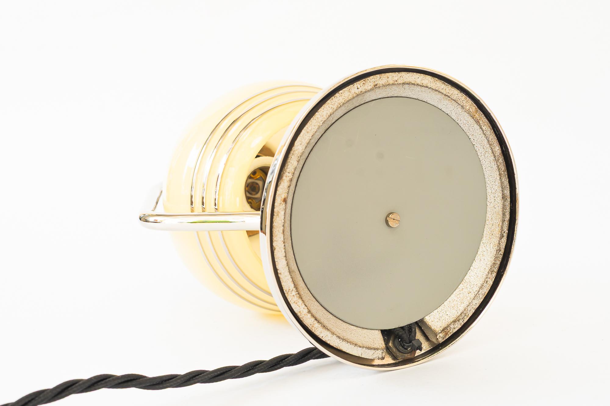Swiveling Art Deco nickel table lamp with glass vienna around 1920s For Sale 8