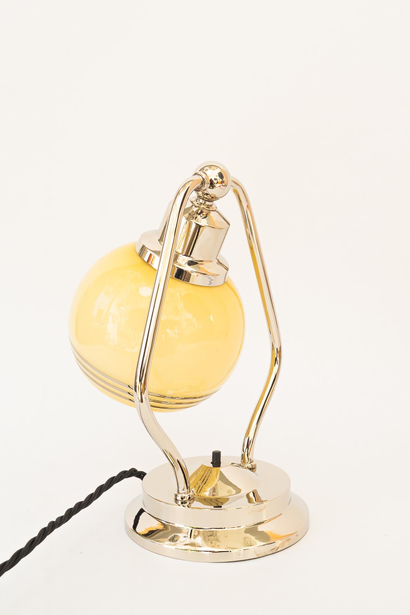Swiveling Art Deco nickel table lamp with glass vienna around 1920s For Sale 1