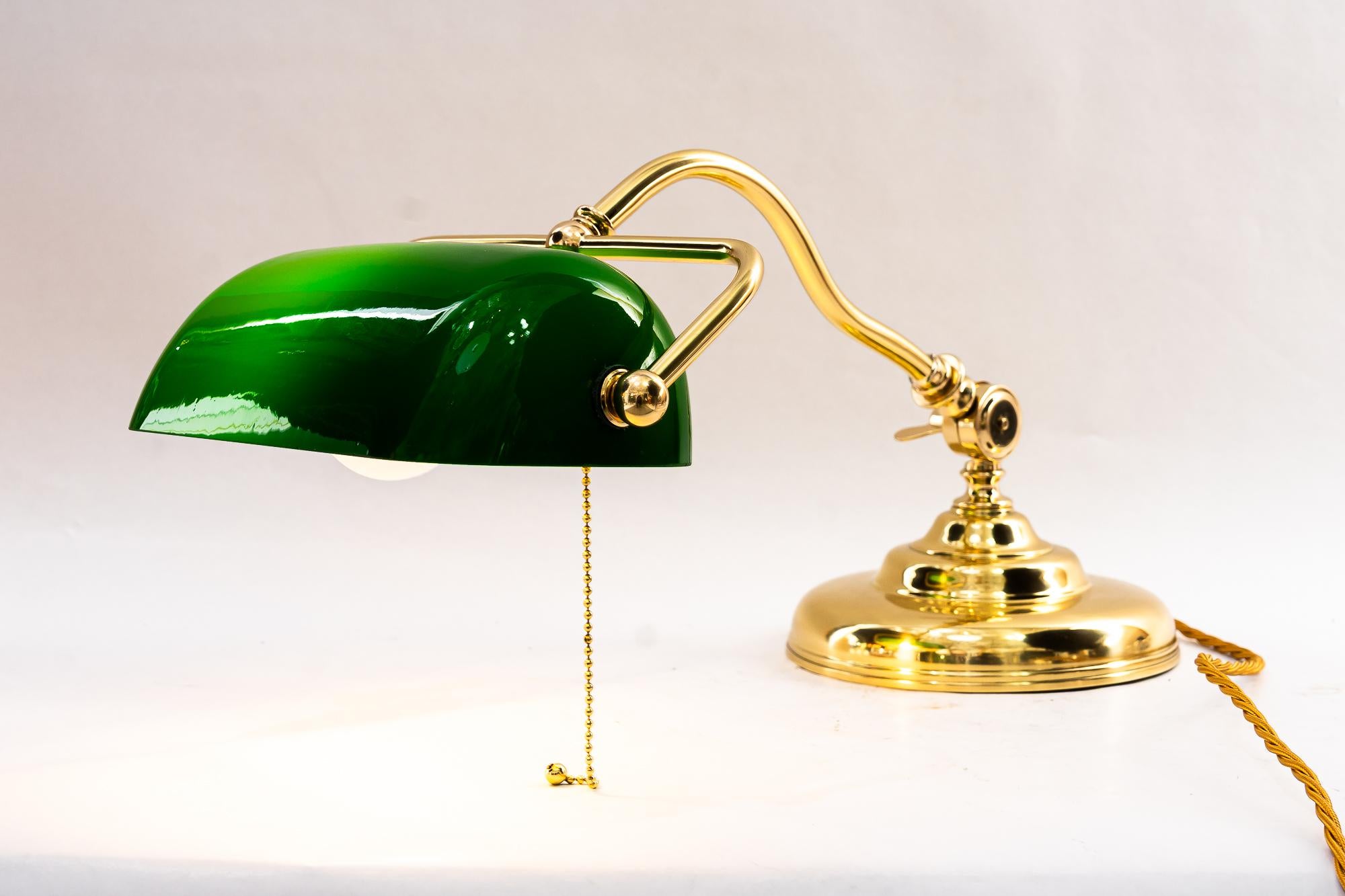 Brass Swiveling banker table lamp vienna around 1920s