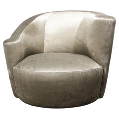 Swiveling "Nautilus" Chair by Vladimir Kagan in Smoked Platinum Velvet
