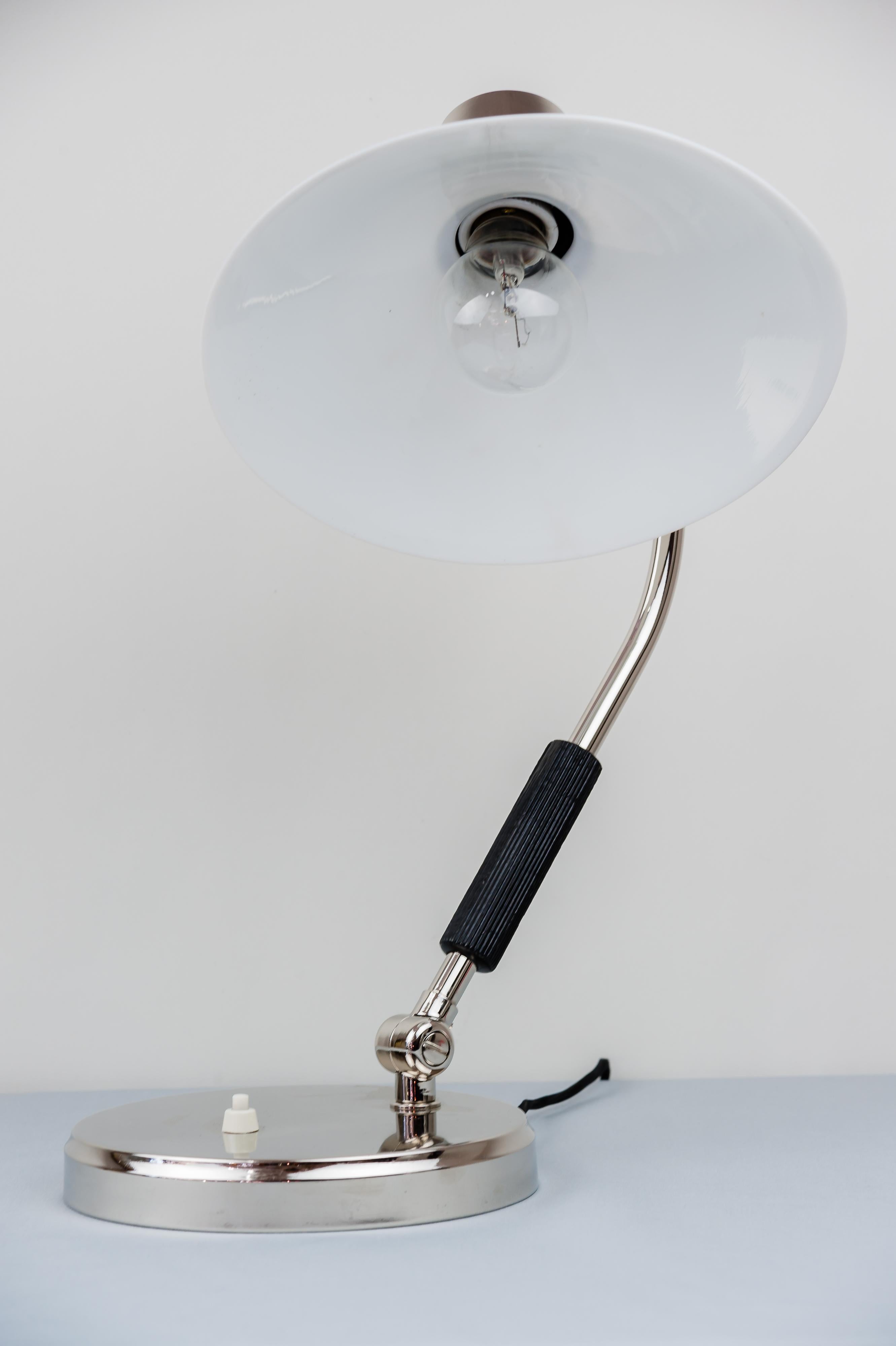 Swiveling Nickel Table Lamp Around 1920s with Original Glass 1