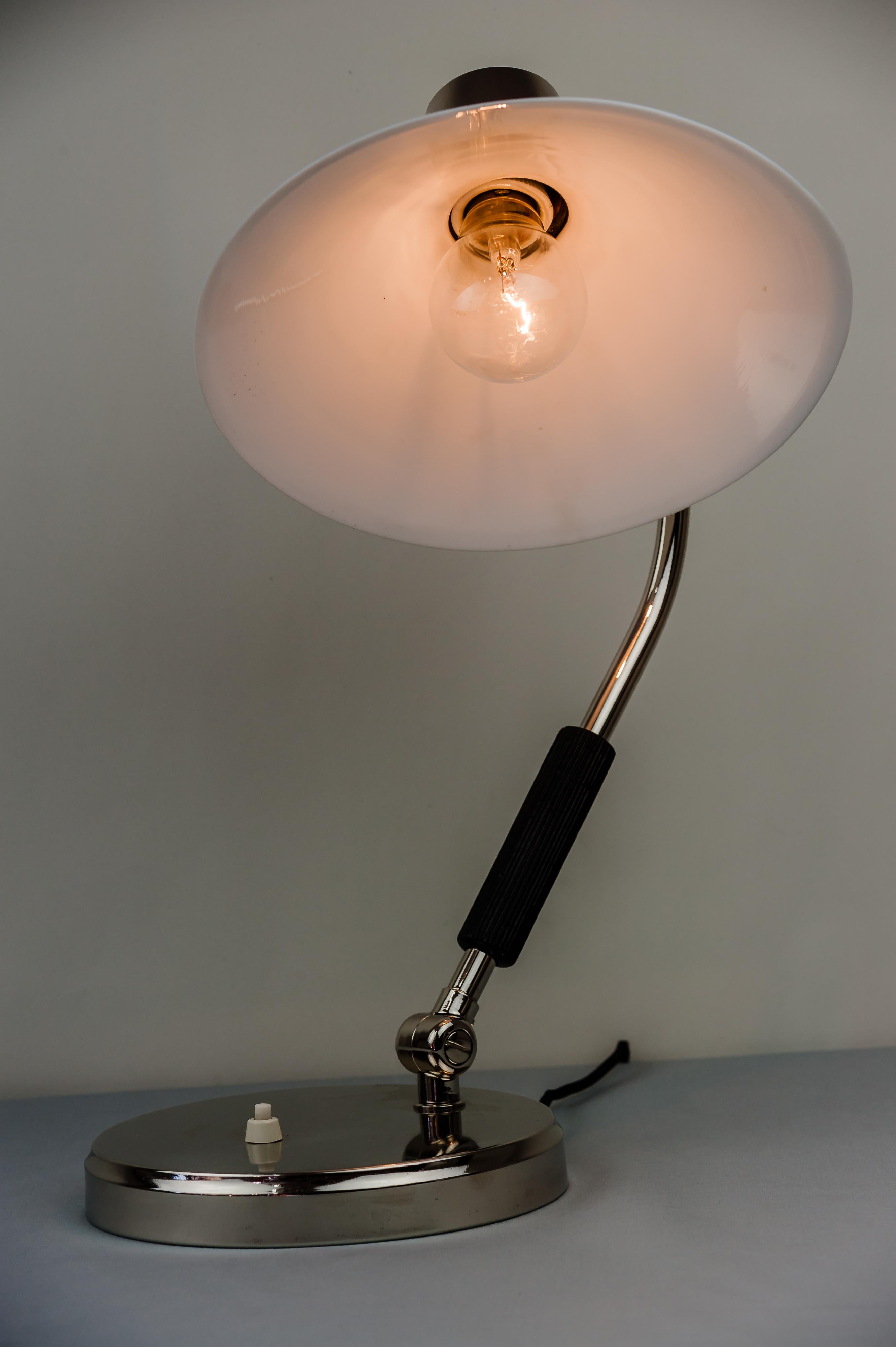 Swiveling Nickel Table Lamp Around 1920s with Original Glass 2
