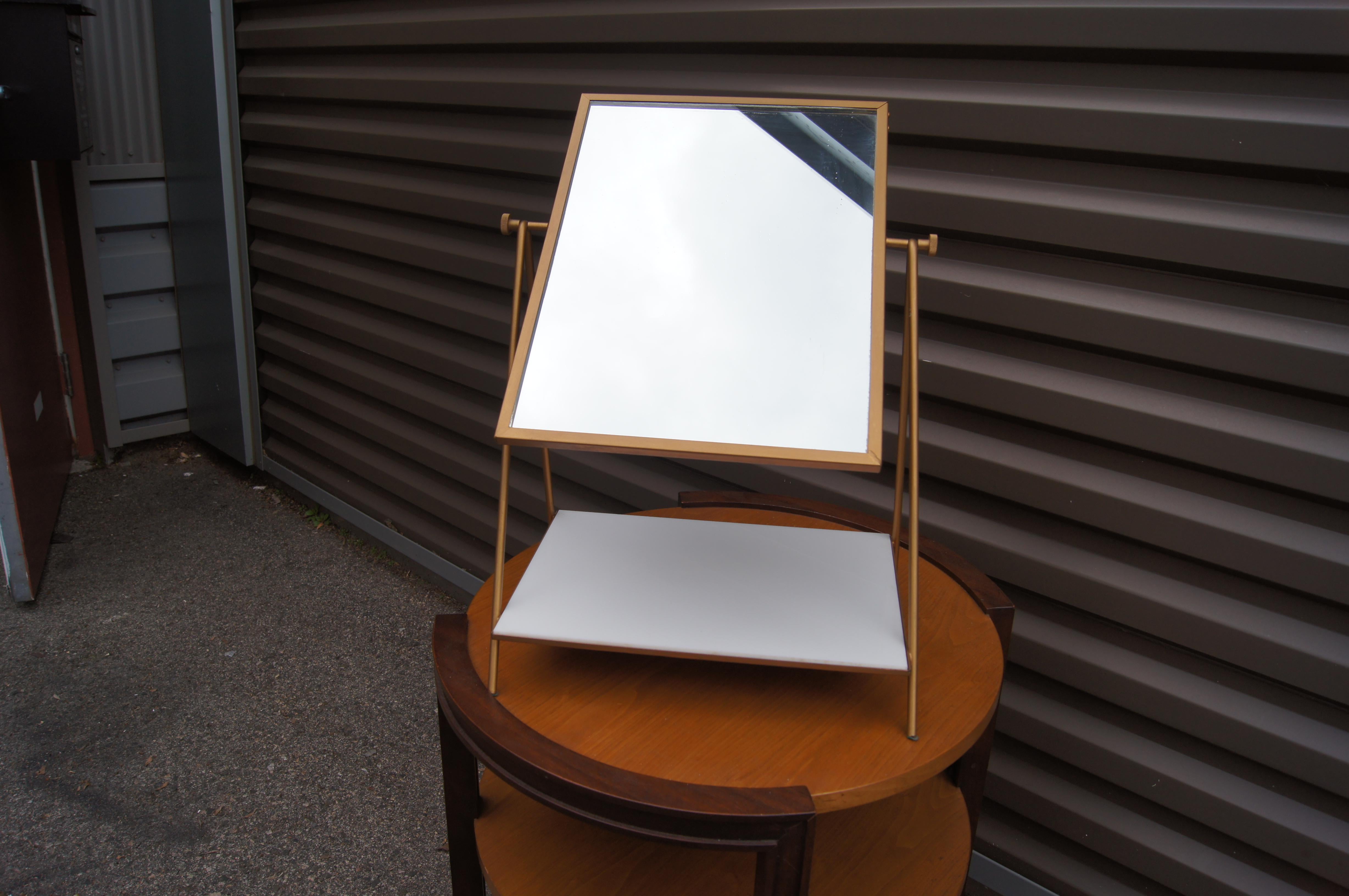 Mid-Century Modern Swiveling Table Mirror with Shelf by Paul McCobb for Bryce Originals