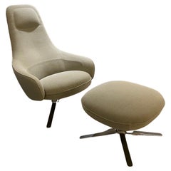 Moa Swivelling Recliner Chair with Ottoman in Vidar Mastic by Keiji Takeuchi