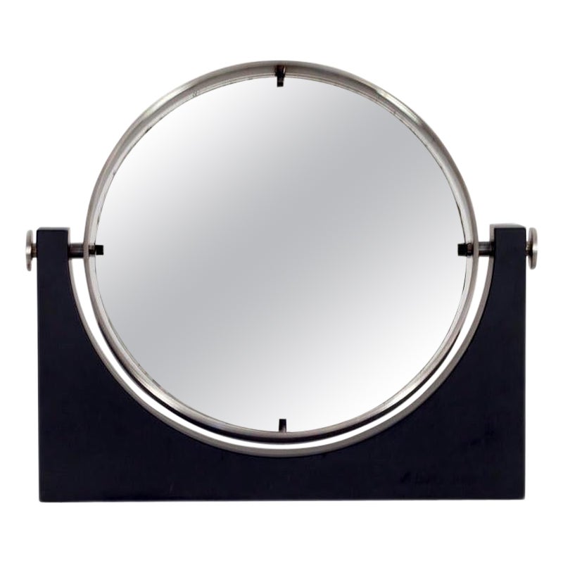 Swivelling Table vanity mirror with black marble base, Italy 1960s