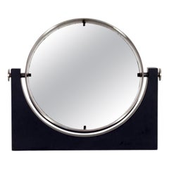 Swivelling Table vanity mirror with black marble base, Italy 1960s