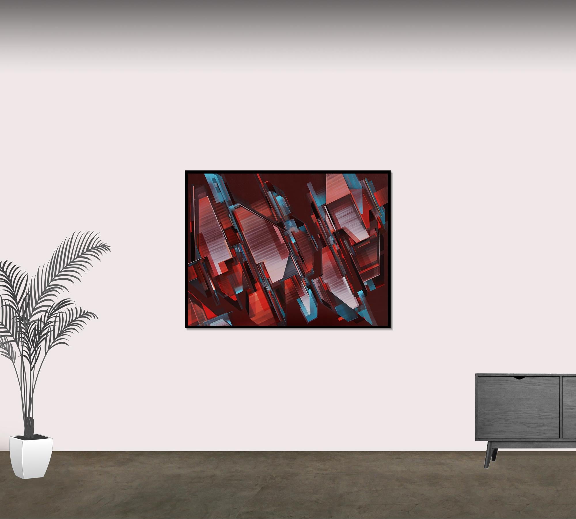 Red Digger - Abstract Geometric Painting by SWIZ