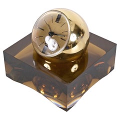Swiza Reloj de Esfera Raro Dorado de 8 Días con Base de Lucite Ahumado, Caja y Garantía