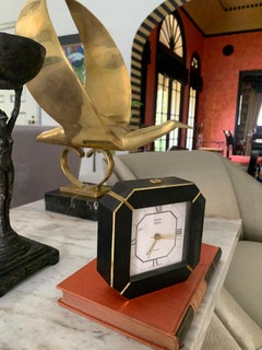 Swiza Black and Brass Desk Clock