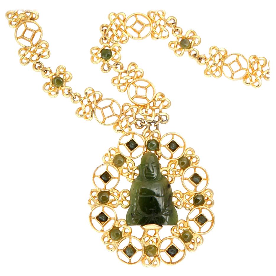 Swoboda Jade Buddha Pendant Necklace