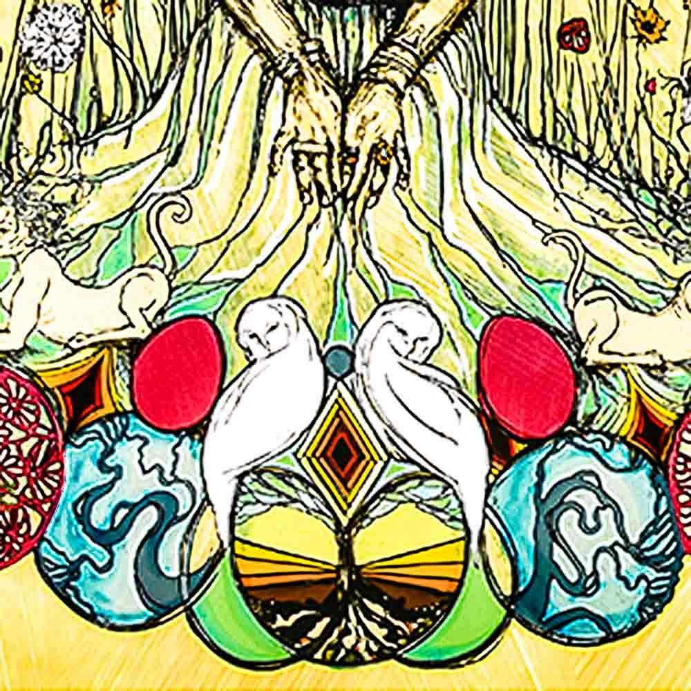 Moni and The Sphynx (Hand Embellished) - Contemporary Print by Swoon