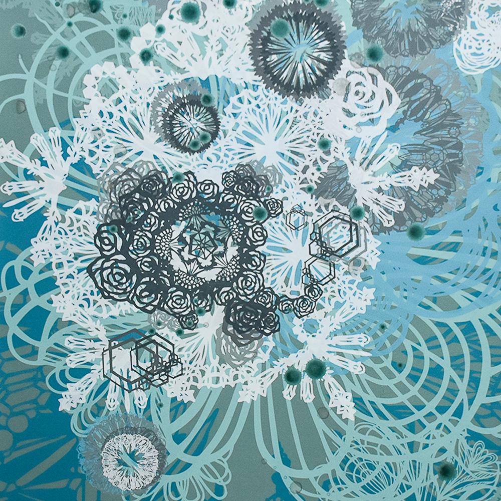 Flores de nieve (Prueba de artista única decorada a mano) - Print Contemporáneo de Swoon
