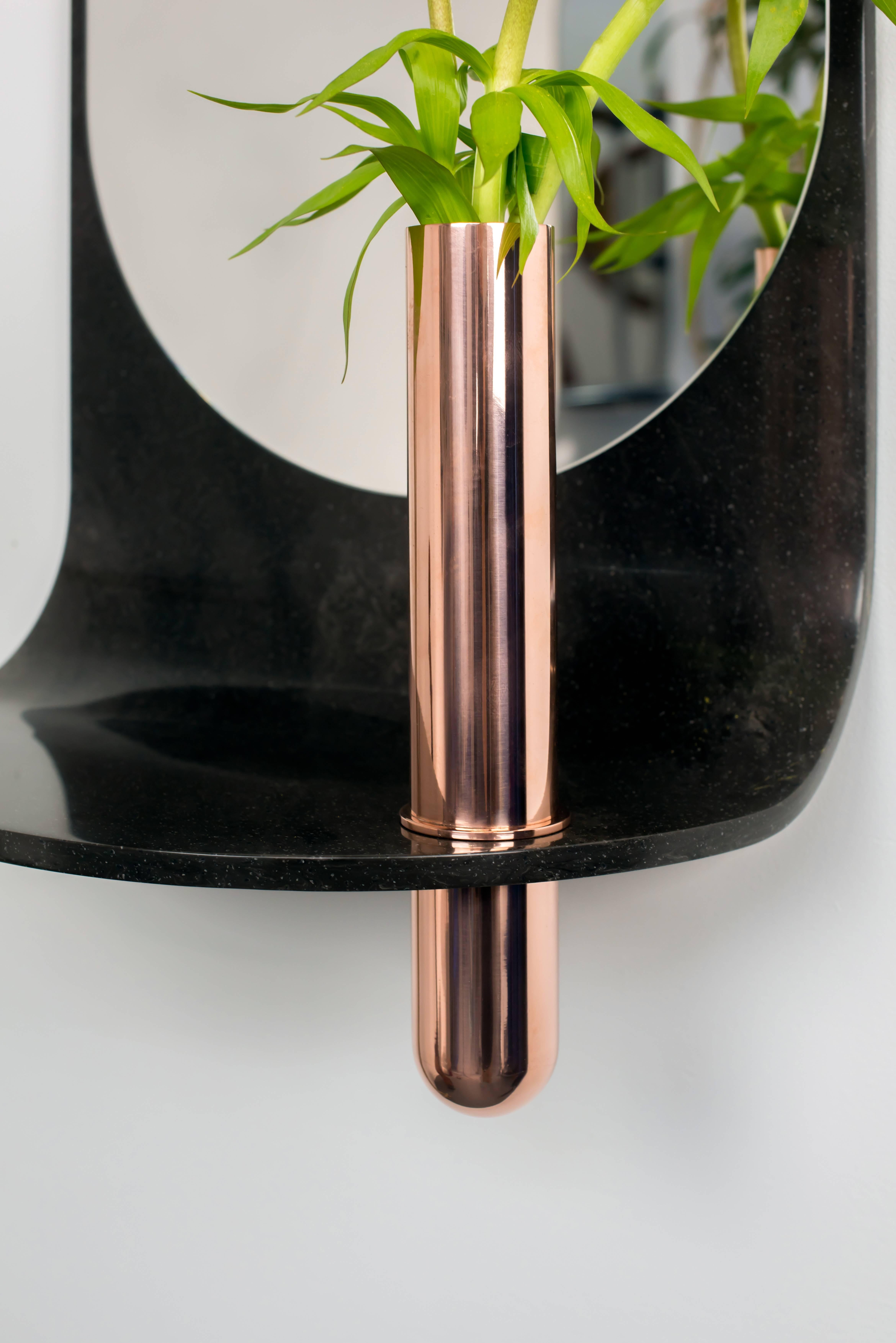 Swoop Mirror in Curved Stone with Copper Vase by Birnam Wood Studio 3