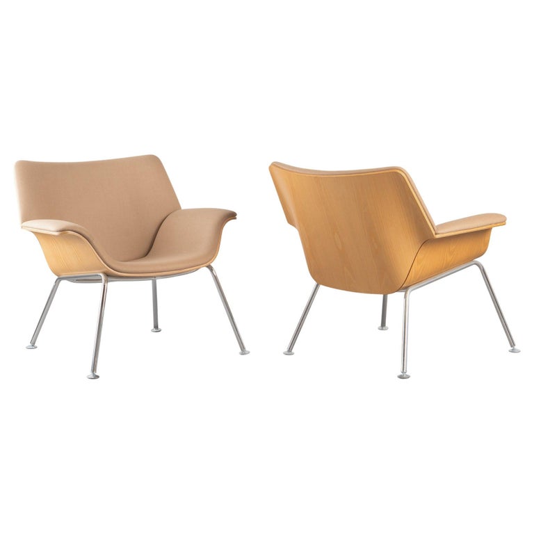 Swoop Plywood Lounge Chairs in Wool and Ash by Brian Kane for